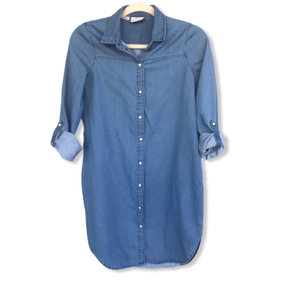 VERO MODA  Long Sleeve Soft Chambray Blue Denim Shirt Dress